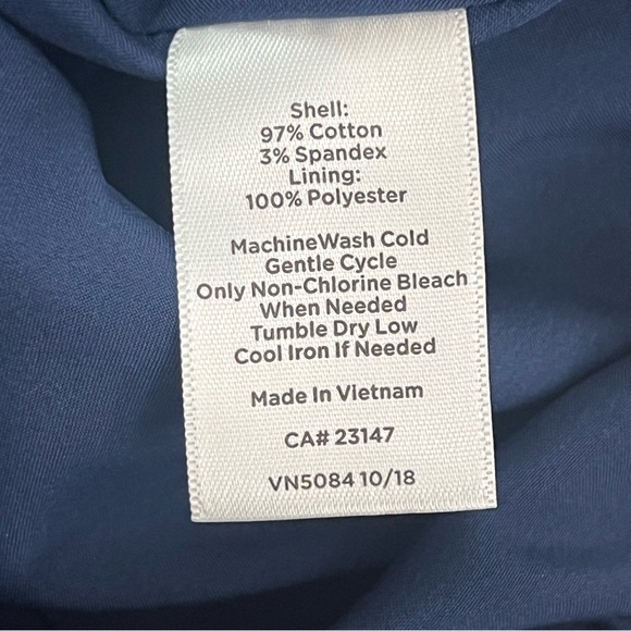 Talbots Skirt 14P Blue White Art Deco Fans Print Side Zip Cotton Blend - Picture 7 of 7